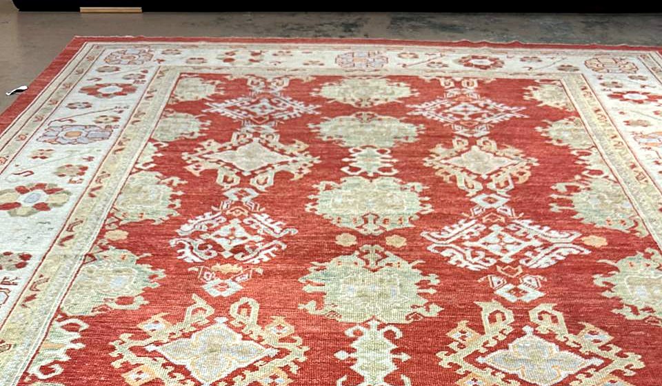 Detail of a hand-knotted antique rug